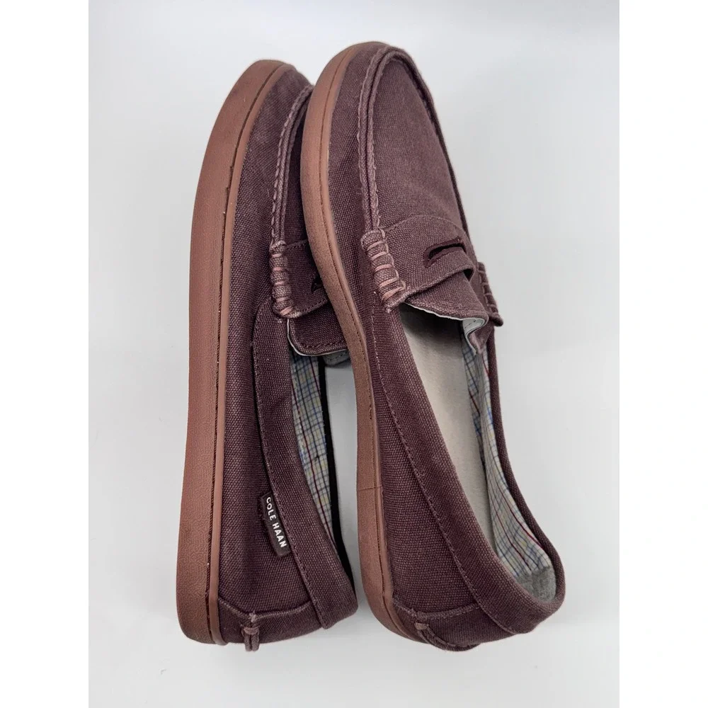 Cole Haan Pinch Maine Penny Loafers Mens 10.5 Brown‎ Canvas Slip On Shoes